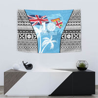 Fiji Day 2026 Tapestry Masi Tapa Pattern With Palm Tree