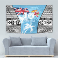 Fiji Day 2026 Tapestry Masi Tapa Pattern With Palm Tree