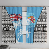 Fiji Day 2026 Window Curtain Masi Tapa Pattern With Palm Tree