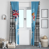 Fiji Day 2026 Window Curtain Masi Tapa Pattern With Palm Tree