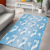 Bula Fiji Area Rug Blue Makare Masi Tapa Pattern