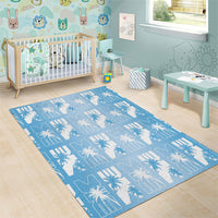 Bula Fiji Area Rug Blue Makare Masi Tapa Pattern