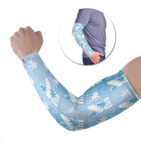 Bula Fiji Arm Sleeves Blue Makare Masi Tapa Pattern