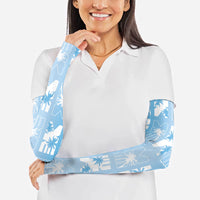 Bula Fiji Arm Sleeves Blue Makare Masi Tapa Pattern
