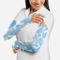 Bula Fiji Arm Sleeves Blue Makare Masi Tapa Pattern