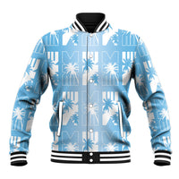 Bula Fiji Baseball Jacket Blue Makare Masi Tapa Pattern