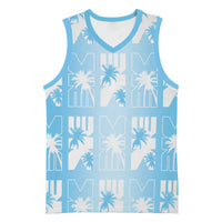 Bula Fiji Basketball Jersey Blue Makare Masi Tapa Pattern