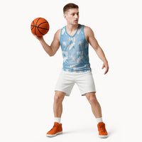 Bula Fiji Basketball Jersey Blue Makare Masi Tapa Pattern