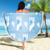 Bula Fiji Beach Blanket Blue Makare Masi Tapa Pattern