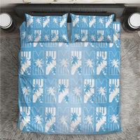 Bula Fiji Bedding Set Blue Makare Masi Tapa Pattern