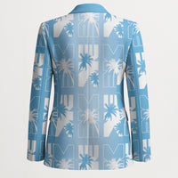 Bula Fiji Blazer Blue Makare Masi Tapa Pattern