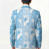 Bula Fiji Blazer Blue Makare Masi Tapa Pattern