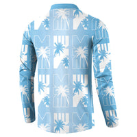 Bula Fiji Button Sweatshirt Blue Makare Masi Tapa Pattern