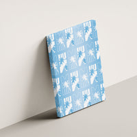 Bula Fiji Canvas Wall Art Blue Makare Masi Tapa Pattern
