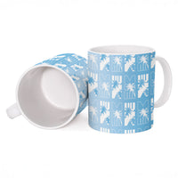 Bula Fiji Ceramic Mug Blue Makare Masi Tapa Pattern