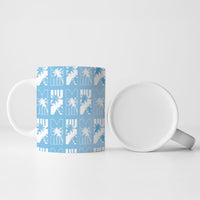 Bula Fiji Ceramic Mug Blue Makare Masi Tapa Pattern