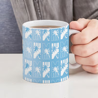Bula Fiji Ceramic Mug Blue Makare Masi Tapa Pattern