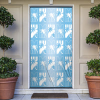 Bula Fiji Door Cover Blue Makare Masi Tapa Pattern