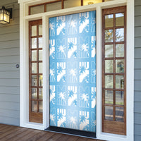 Bula Fiji Door Cover Blue Makare Masi Tapa Pattern
