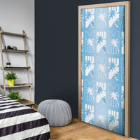 Bula Fiji Door Cover Blue Makare Masi Tapa Pattern