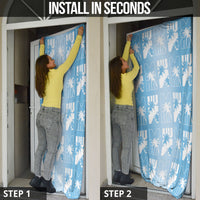 Bula Fiji Door Cover Blue Makare Masi Tapa Pattern