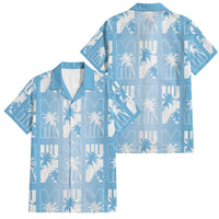 Bula Fiji Family Matching Tank Maxi Dress and Hawaiian Shirt Blue Makare Masi Tapa Pattern
