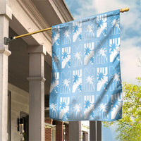 Bula Fiji Garden Flag Blue Makare Masi Tapa Pattern