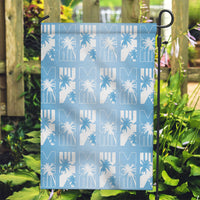 Bula Fiji Garden Flag Blue Makare Masi Tapa Pattern