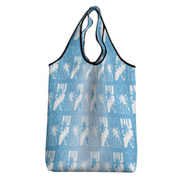 Bula Fiji Grocery Bag Blue Makare Masi Tapa Pattern