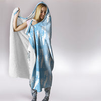 Bula Fiji Hooded Blanket Blue Makare Masi Tapa Pattern