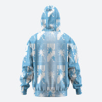 Bula Fiji Hoodie Blue Makare Masi Tapa Pattern