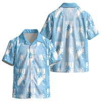 Bula Fiji Kid Hawaiian Shirt Blue Makare Masi Tapa Pattern
