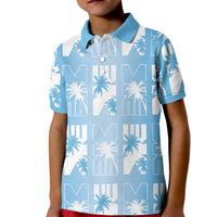 Bula Fiji Kid Polo Shirt Blue Makare Masi Tapa Pattern