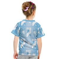 Bula Fiji Kid T Shirt Blue Makare Masi Tapa Pattern