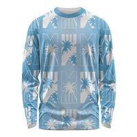 Bula Fiji Long Sleeve Shirt Blue Makare Masi Tapa Pattern