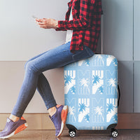 Bula Fiji Luggage Cover Blue Makare Masi Tapa Pattern