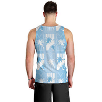 Bula Fiji Men Tank Top Blue Makare Masi Tapa Pattern