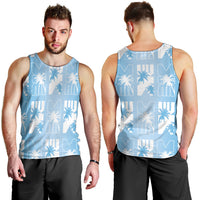 Bula Fiji Men Tank Top Blue Makare Masi Tapa Pattern