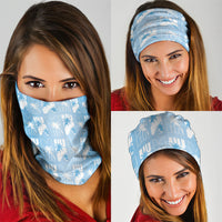 Bula Fiji Neck Gaiter Blue Makare Masi Tapa Pattern
