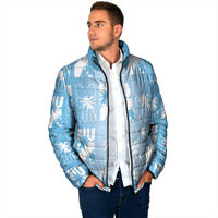 Bula Fiji Padded Jacket Blue Makare Masi Tapa Pattern