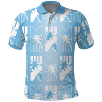Bula Fiji Polo Shirt Blue Makare Masi Tapa Pattern