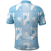 Bula Fiji Polo Shirt Blue Makare Masi Tapa Pattern