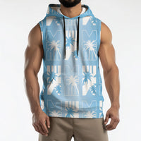 Bula Fiji Sleeveless Hoodie Blue Makare Masi Tapa Pattern