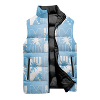 Bula Fiji Sleeveless Puffer Jacket Blue Makare Masi Tapa Pattern