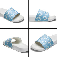 Bula Fiji Slide Sandals Blue Makare Masi Tapa Pattern