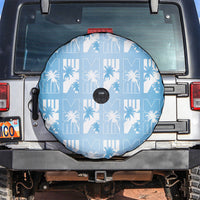 Bula Fiji Spare Tire Cover Blue Makare Masi Tapa Pattern