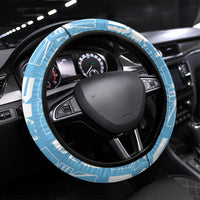 Bula Fiji Steering Wheel Cover Blue Makare Masi Tapa Pattern