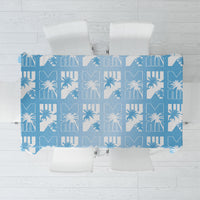 Bula Fiji Tablecloth Blue Makare Masi Tapa Pattern