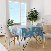 Bula Fiji Tablecloth Blue Makare Masi Tapa Pattern