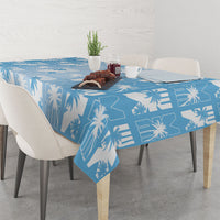Bula Fiji Tablecloth Blue Makare Masi Tapa Pattern